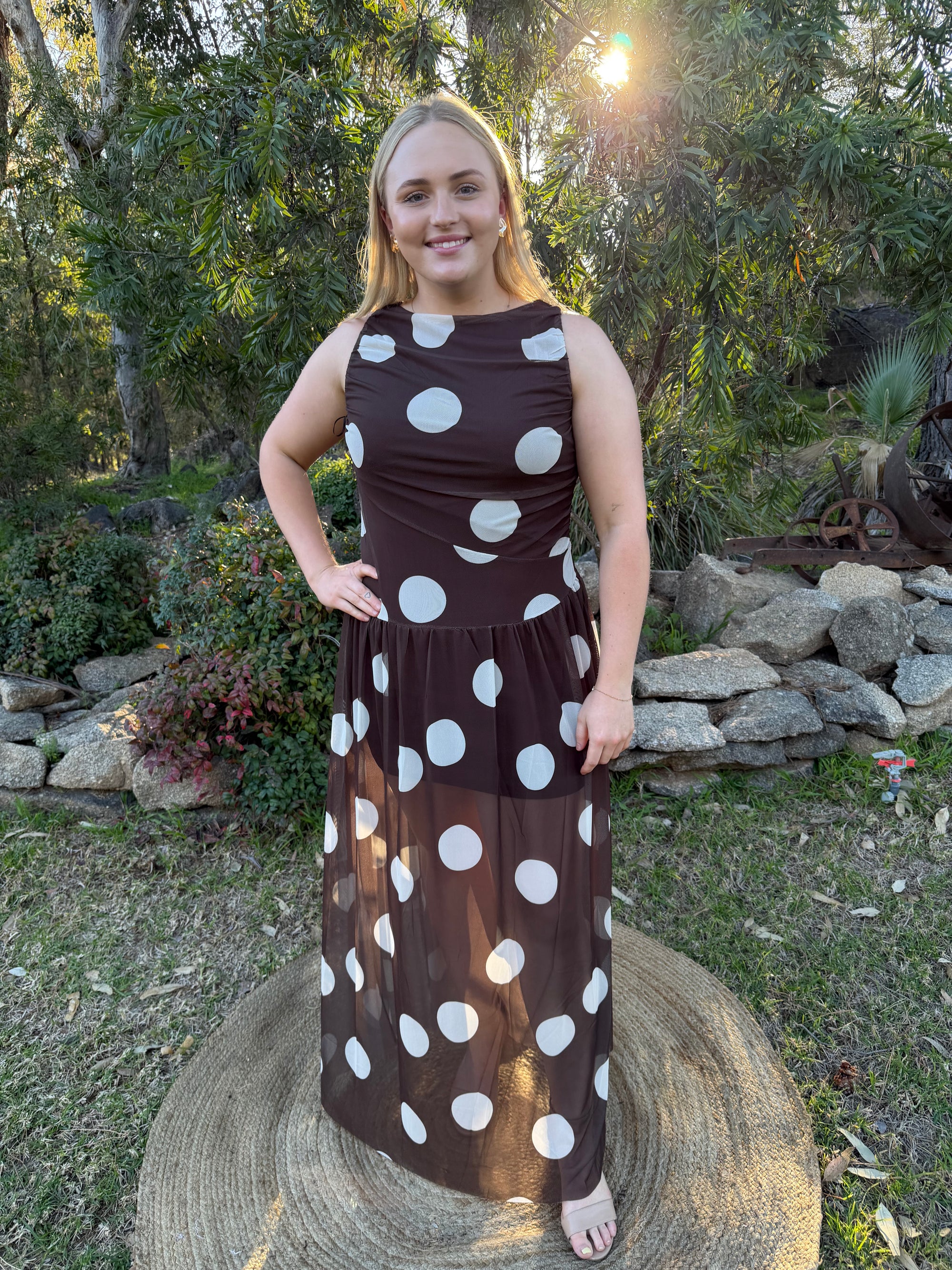Chocolate Dot Maxi Dress