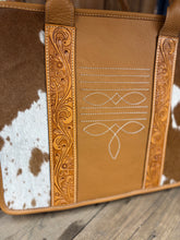 Tooling Leather Cowhide Boot Stitch Bag – Norman (AB80) tan