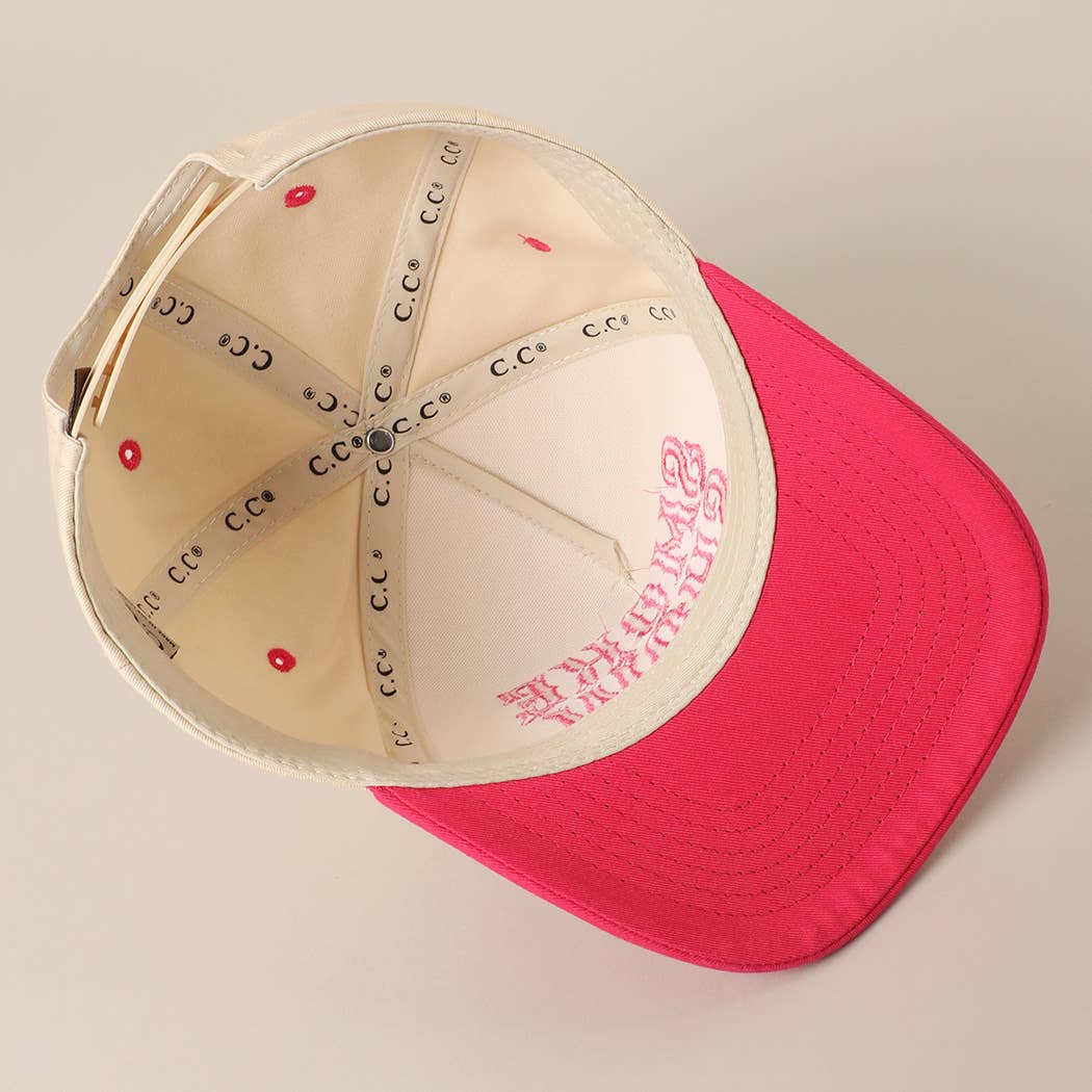 SMOKE SHOW Typographic Embroidery Baseball Cap: HOT PINK / One Size