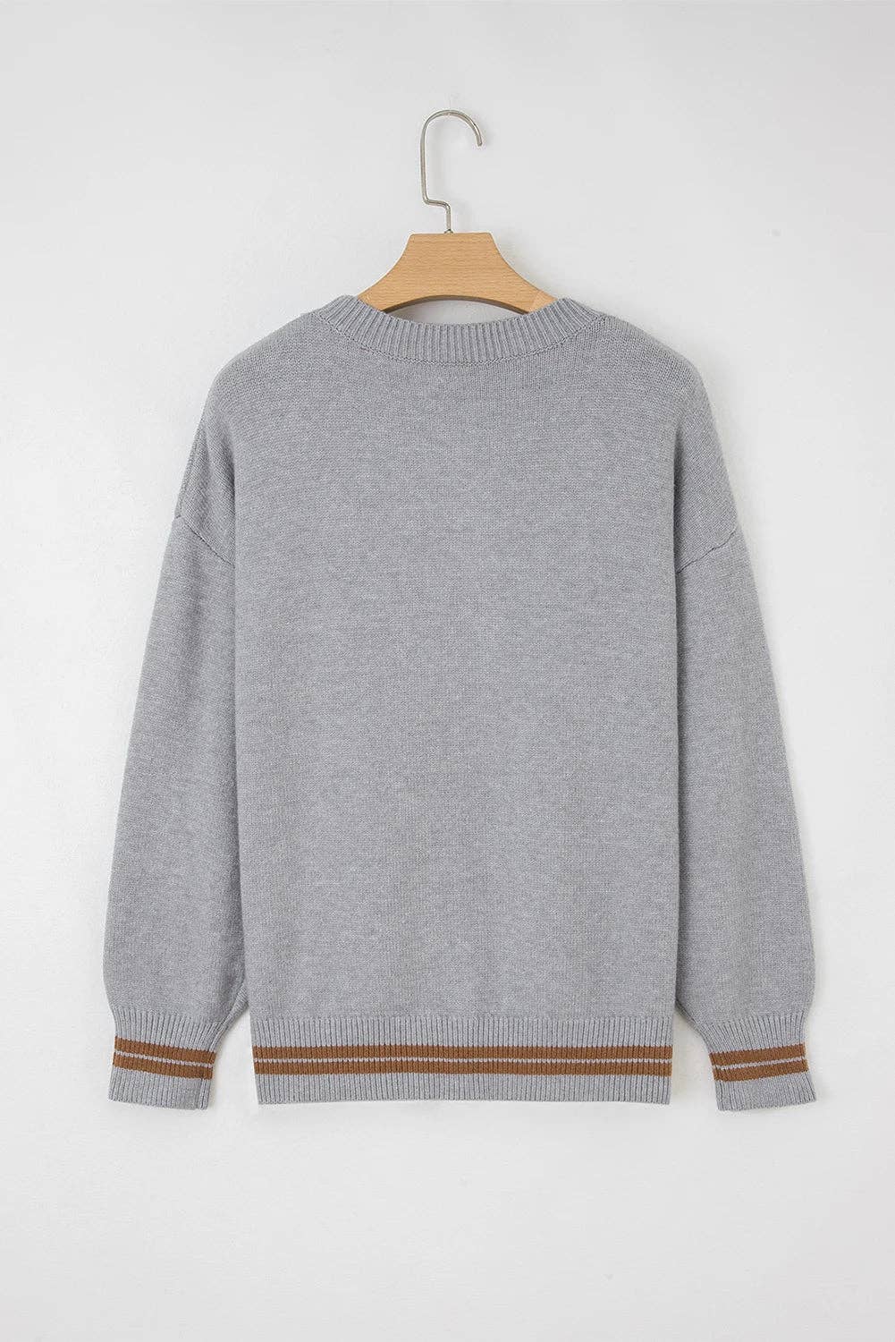 Western See You Cowboy Embroidered Stripe Cuff Sweater