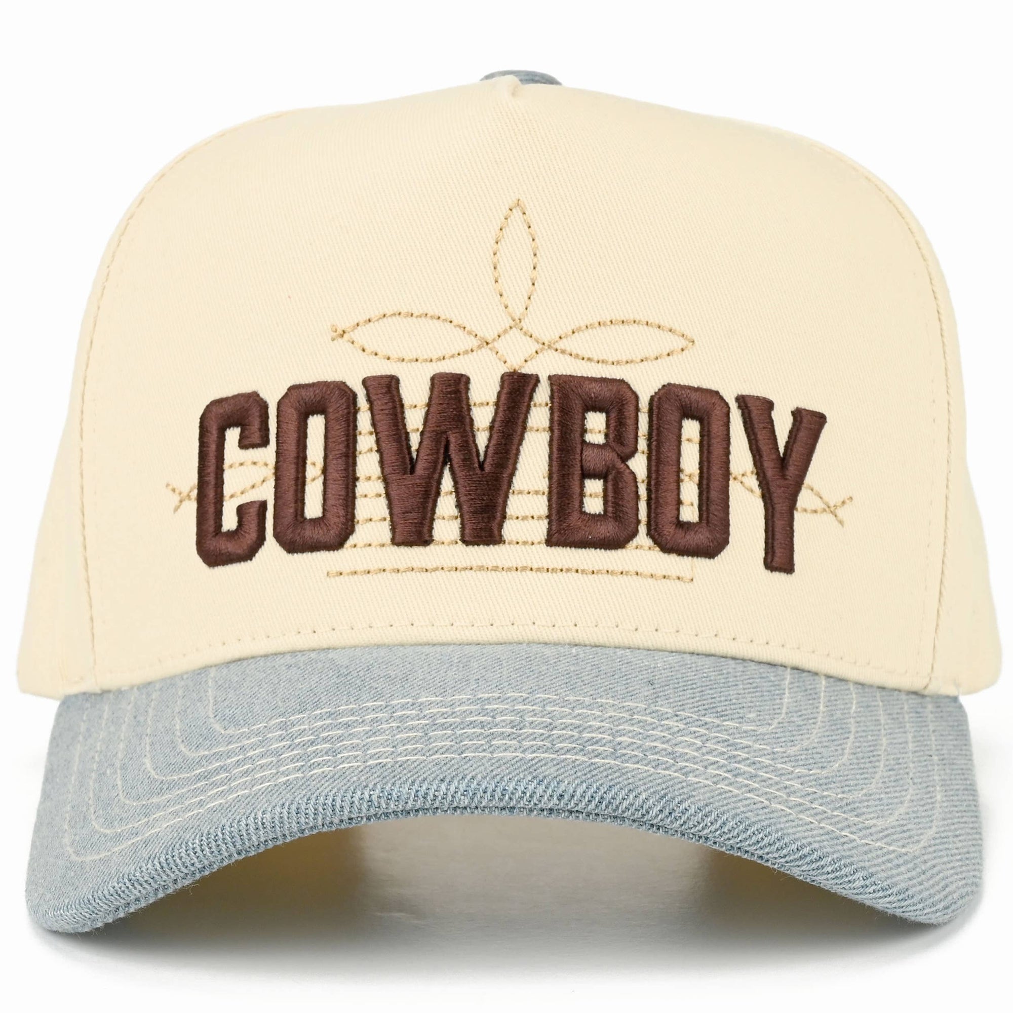 C.C COWBOY Letter Embroidered on Two Tone Trucker Hat