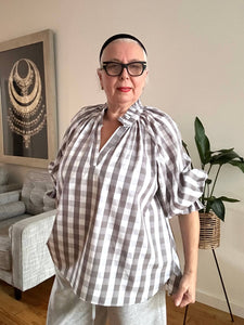 Gingham Top - 914 - Grey