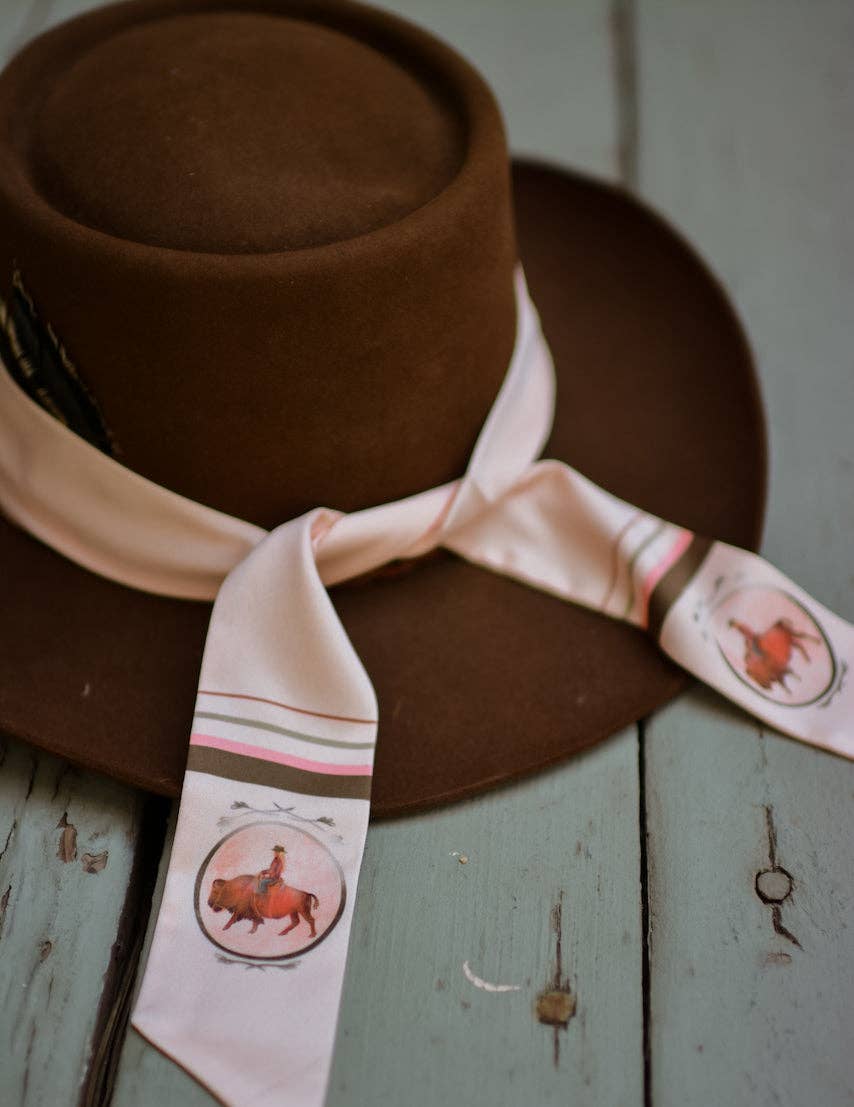Roamin' Cowgirl Bison Western Twilly Scarf V1 — Final Stock
