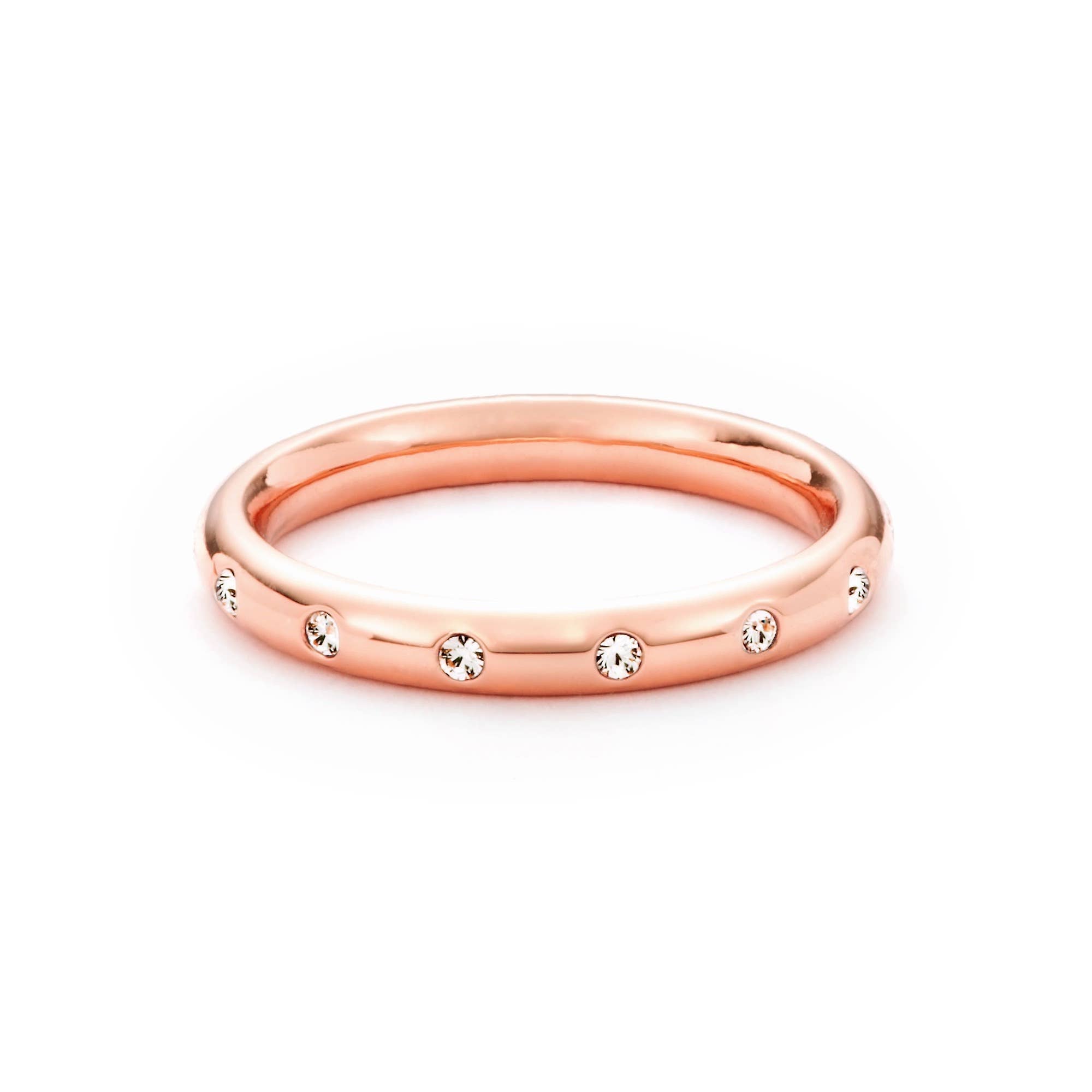 Droplet Crystal Studded Stackable Ring in Rose Gold