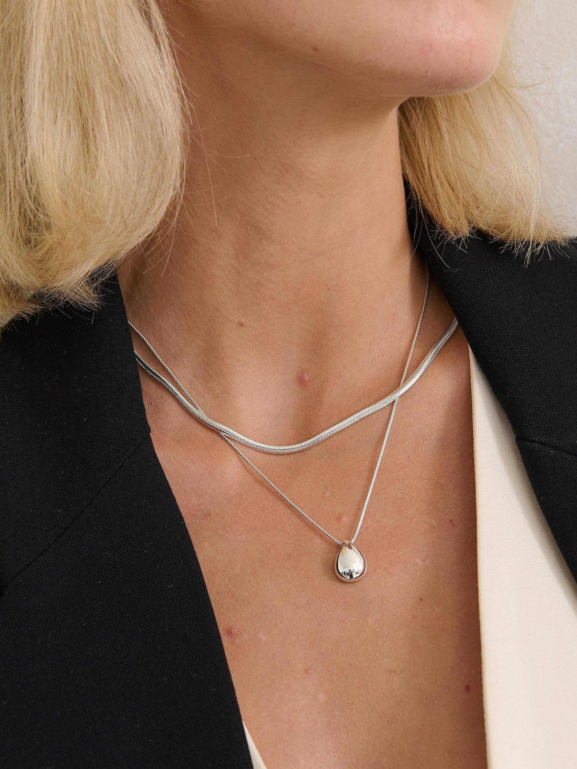 Droplet Sterling Silver Plated Necklace