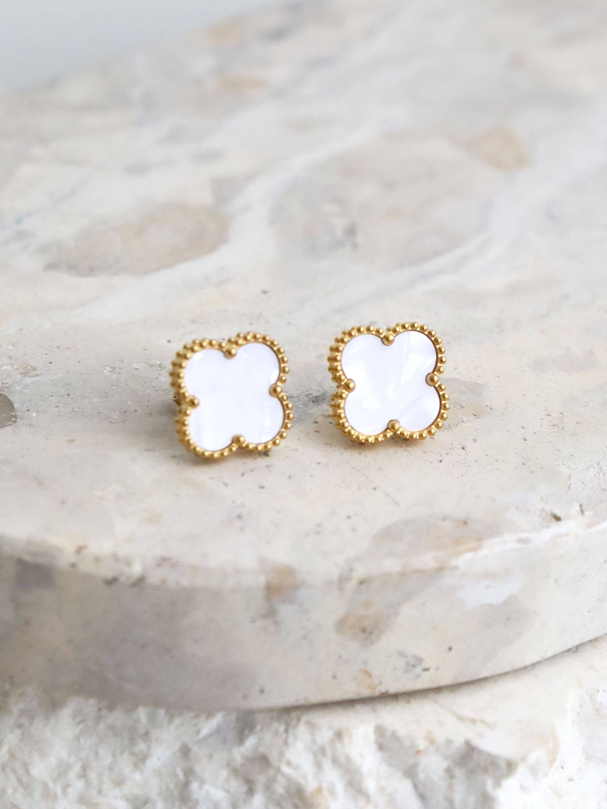 Charlotte Earrings in 18K Gold Plated in White