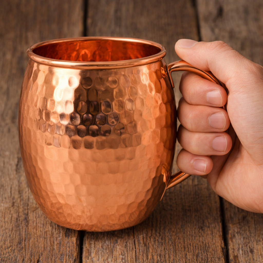 Ella’s Touch Pure Copper Hammered Mule Mug 475ML – Shiny Finish with Handle