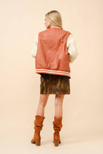 36164J - Faux Leather Western Embroidered Bomber Jacket