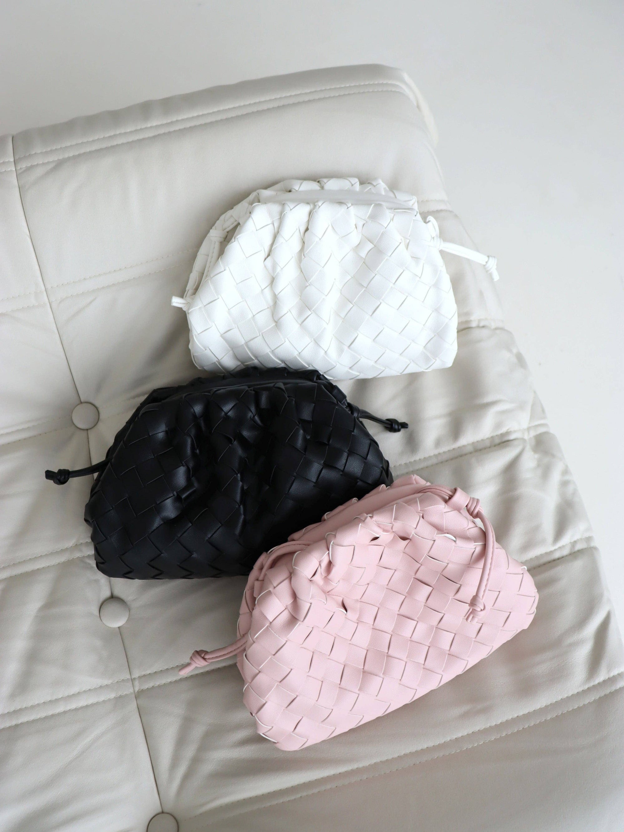 Maeve Woven Clutch Bag in White