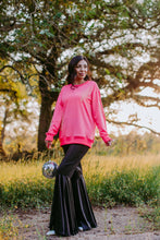 MK371 Cactus Line Embroidery Light Weight Sweatshirt Pink