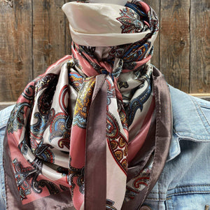 Wild Rag - 35X35" Pink & Brown Paisley Scarf
