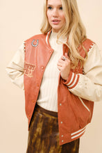 36164J - Faux Leather Western Embroidered Bomber Jacket
