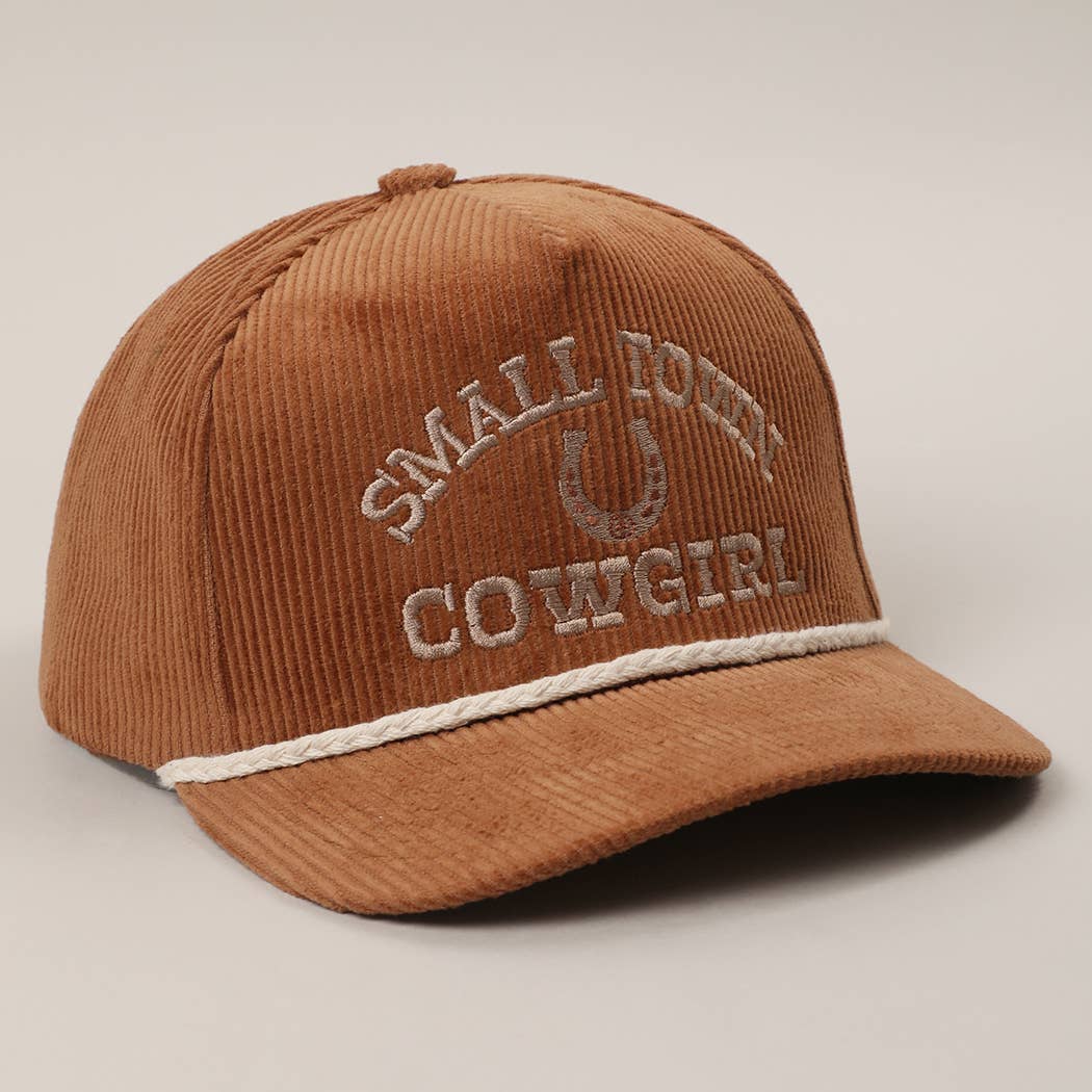 SMALL TOWN COWGIRL Corduroy Rope Trucker Hat