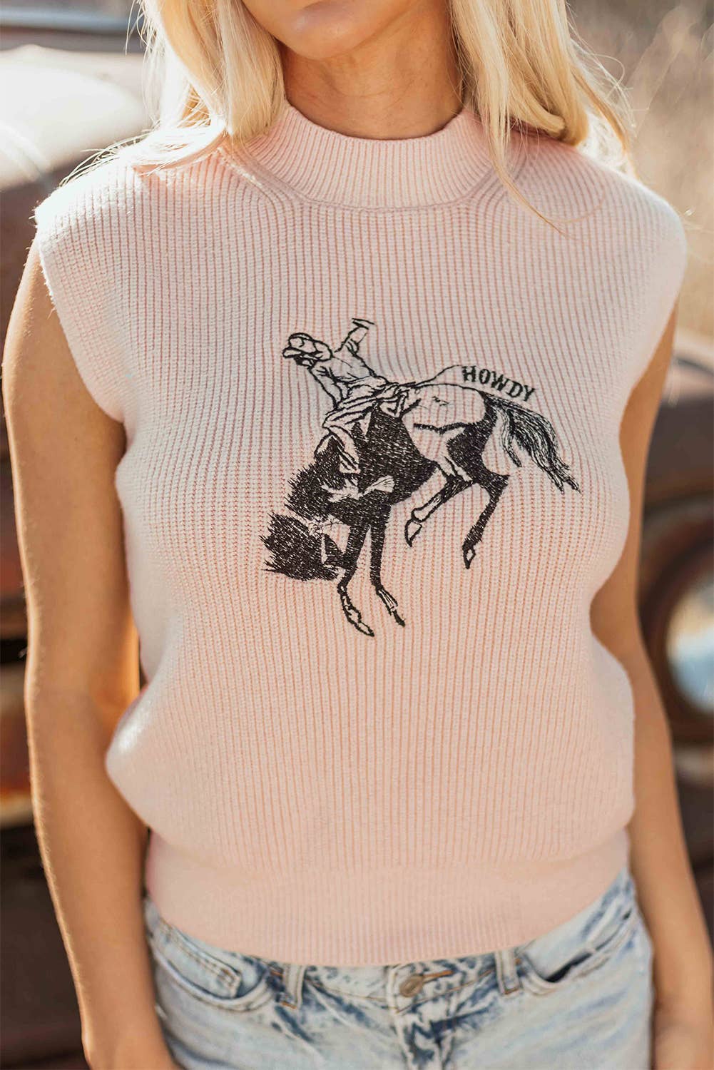 Pre Order - arrival by the end of June Western HOWDY Rodeo Cowboy Summer Short Sleeve Sweater