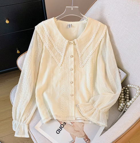 Women's High-End Double-Layer Peter Pan Collar Shirt