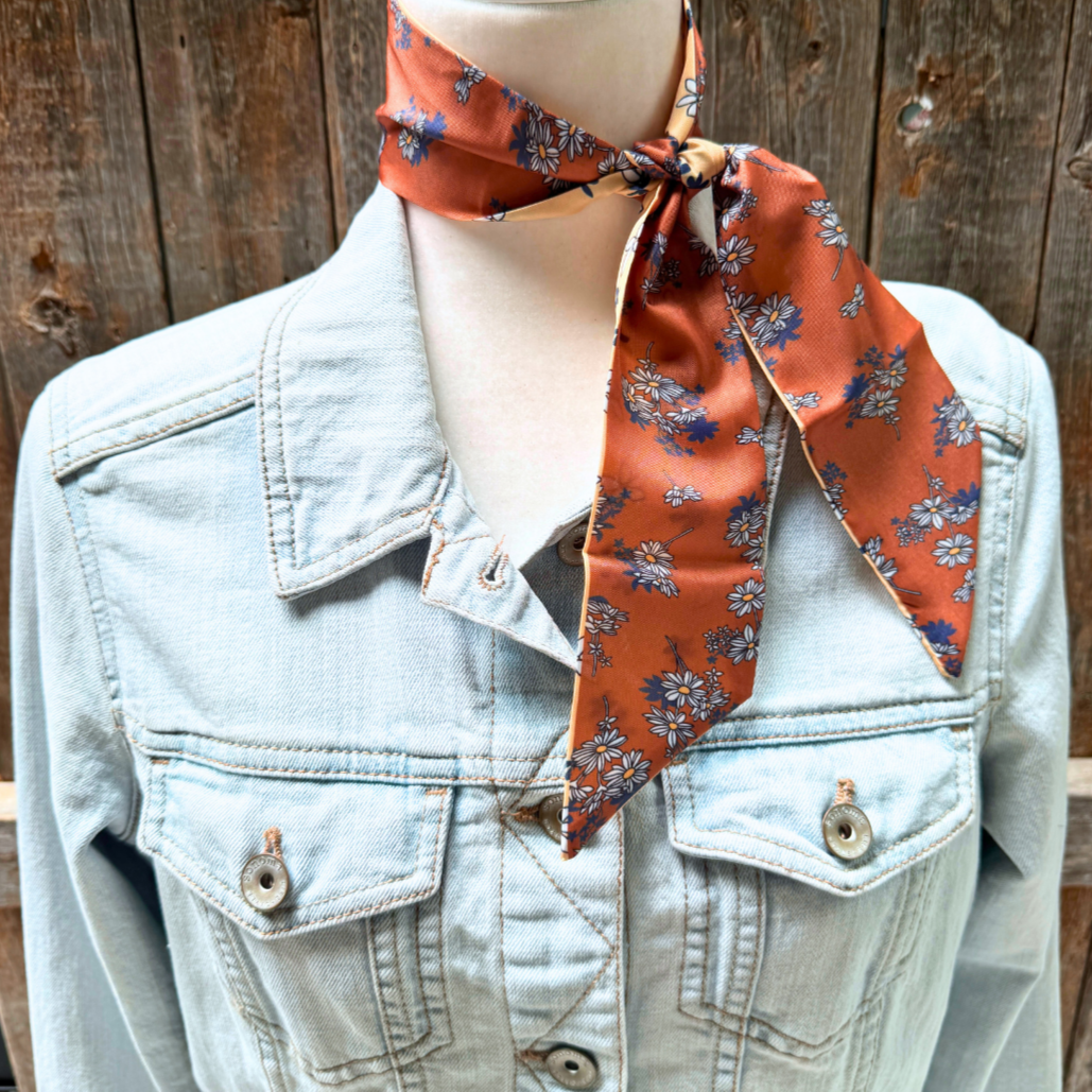 Wild Rag - Western Brown and Tan Floral Twilly Scarf / Neckerchief