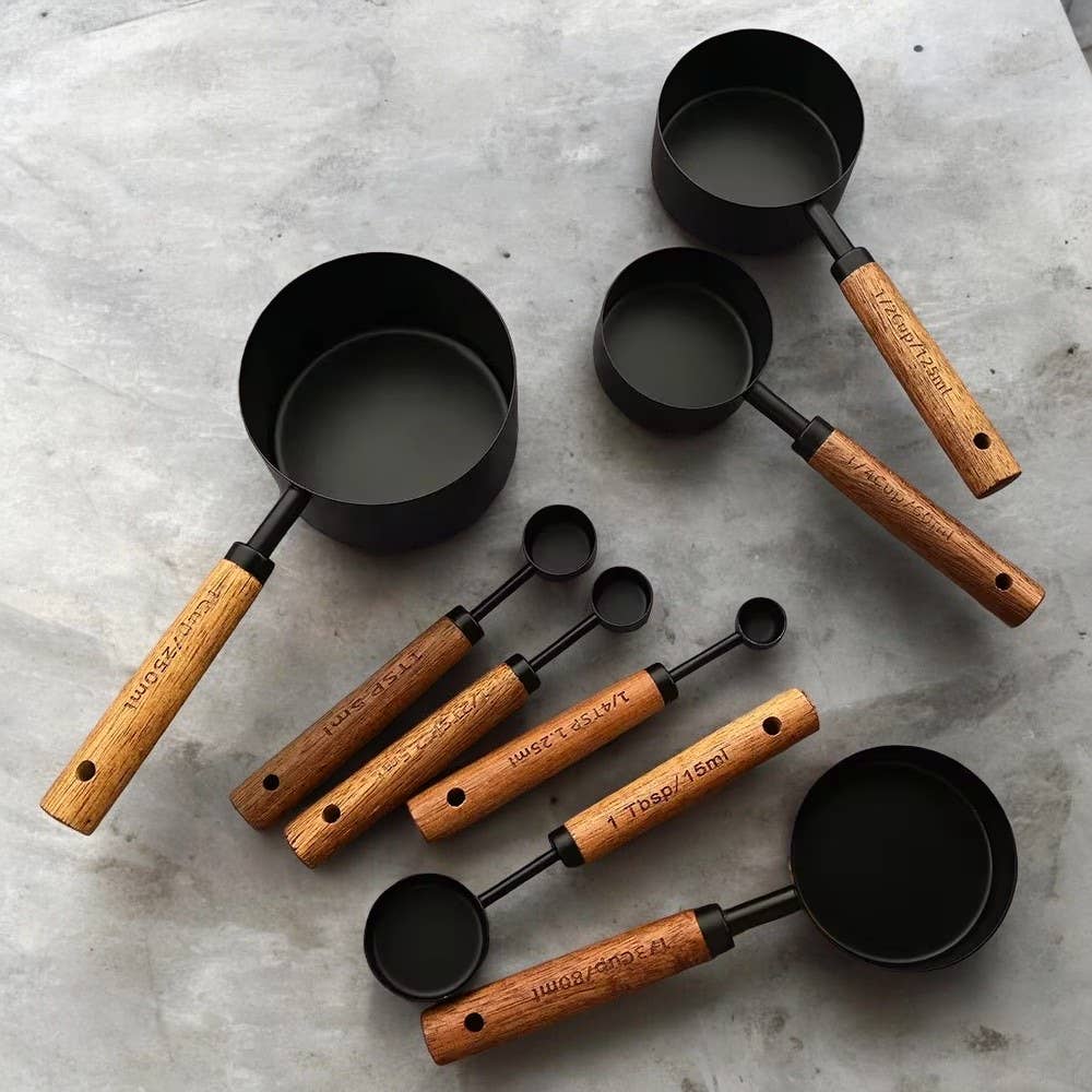 Black Stainless Steel Measuring Cups &amp; Spoons Set