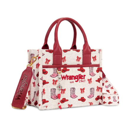 WRANGLER WESTERN PRINT COWGIRL TOTE CROSSBODY BAG red