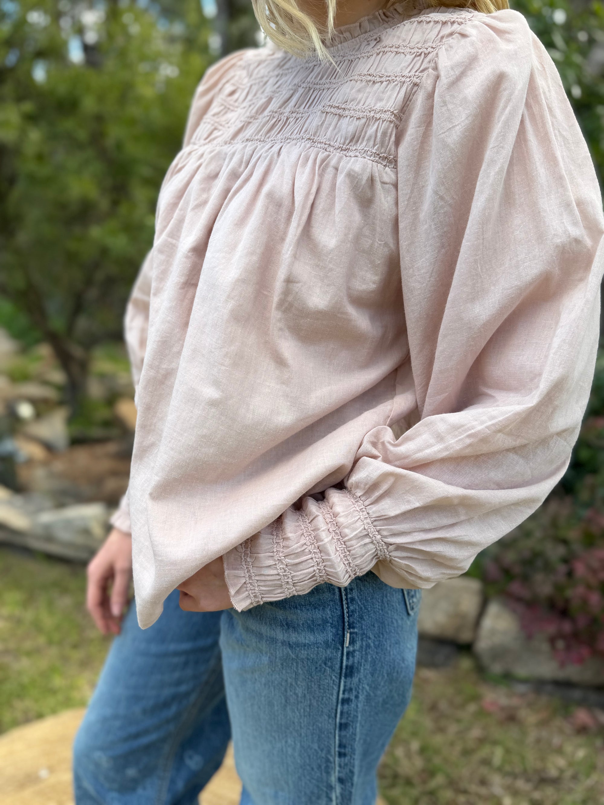 Valentina Shirred Top nude