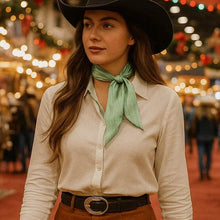 Green and White Western Skinny Mini Wild Rag Scarf / Cowgirl Necktie  #TW127