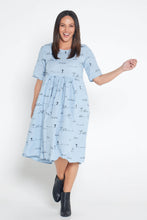 SKYE BLUE RURAL OUTBACK SHORT SLEEVE ORGANIC LINEN DRESS