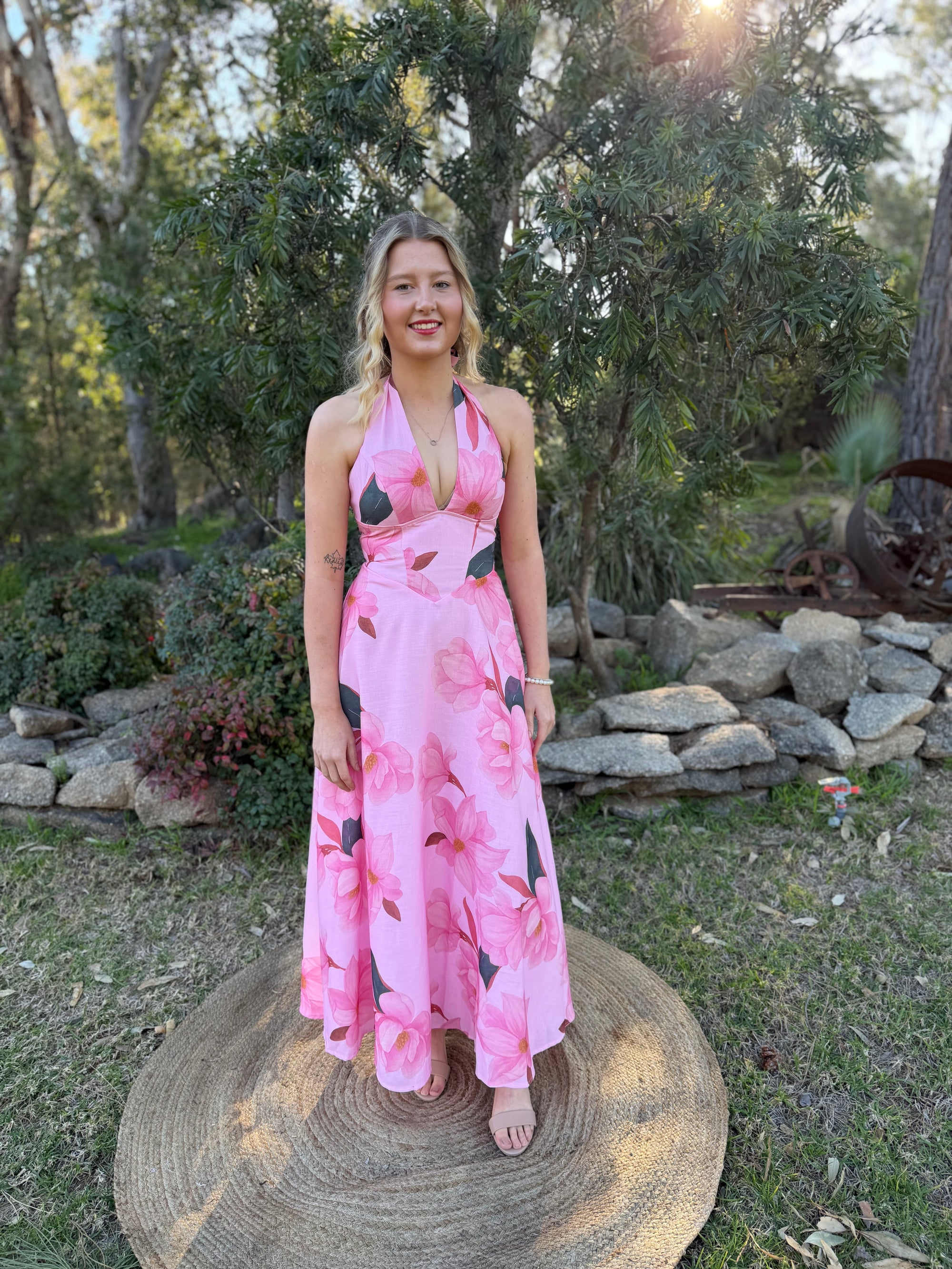 Magnolia Rose Halter Maxi Dress