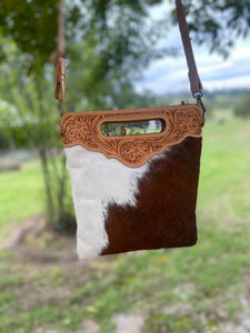 Cowhide - Tooling Sling Cowhide Bag - Cali-AB04