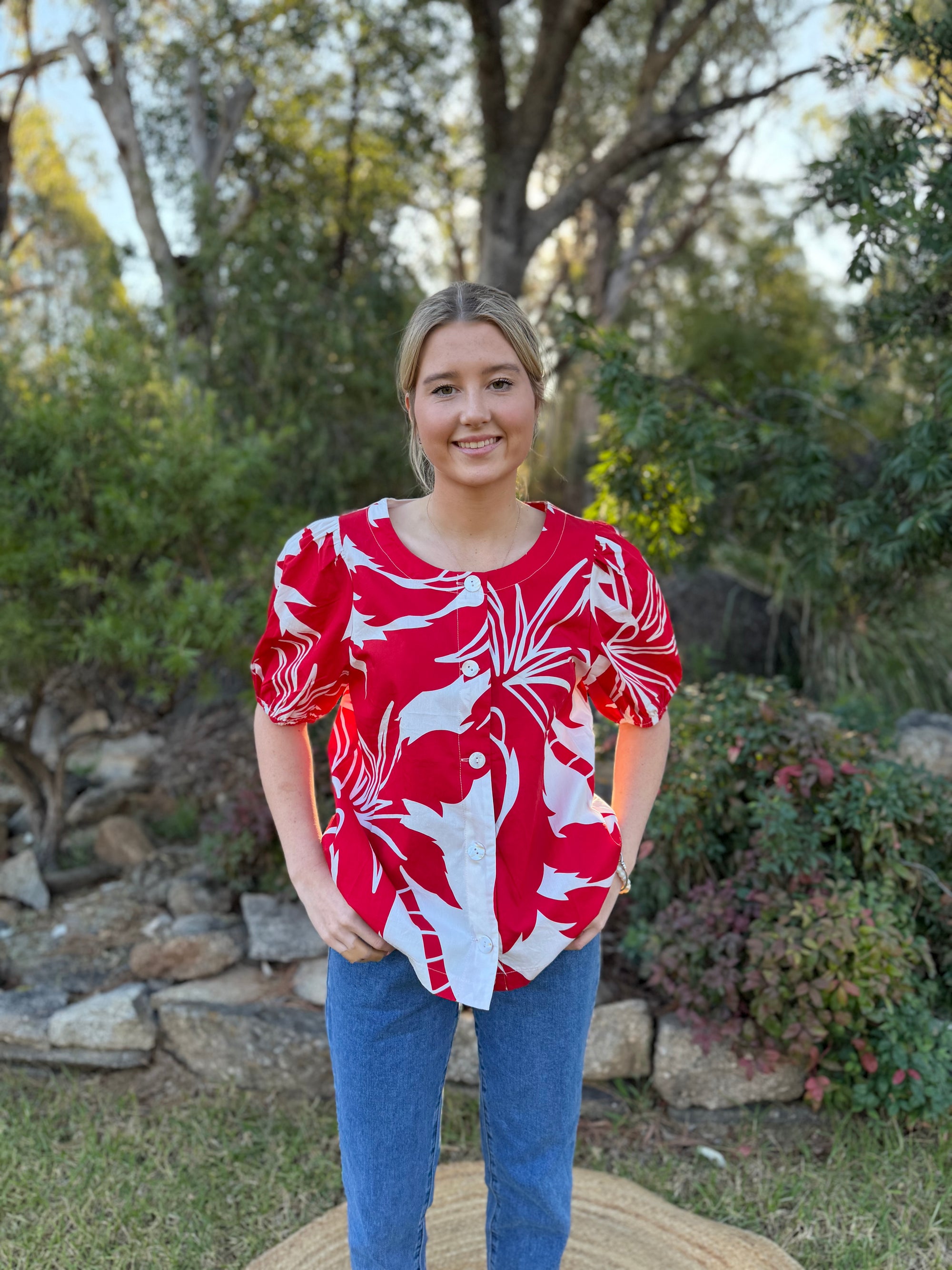 Red and White Top