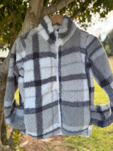 Lyn Check Teddy Fur Jacket - Grey