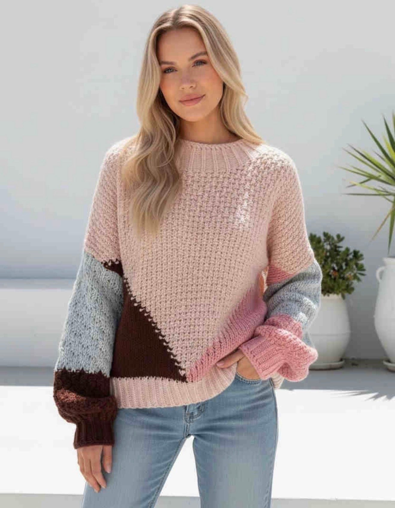Colour Block Textured Knit