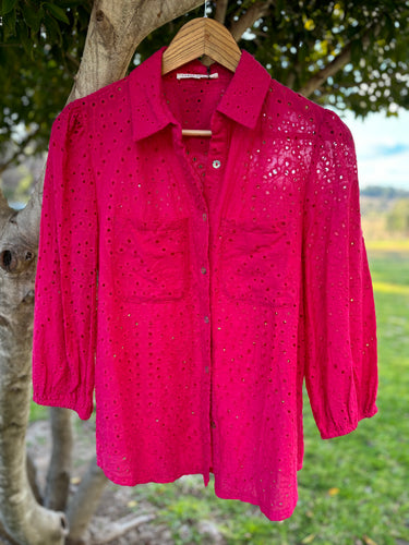 Embroidered pink top