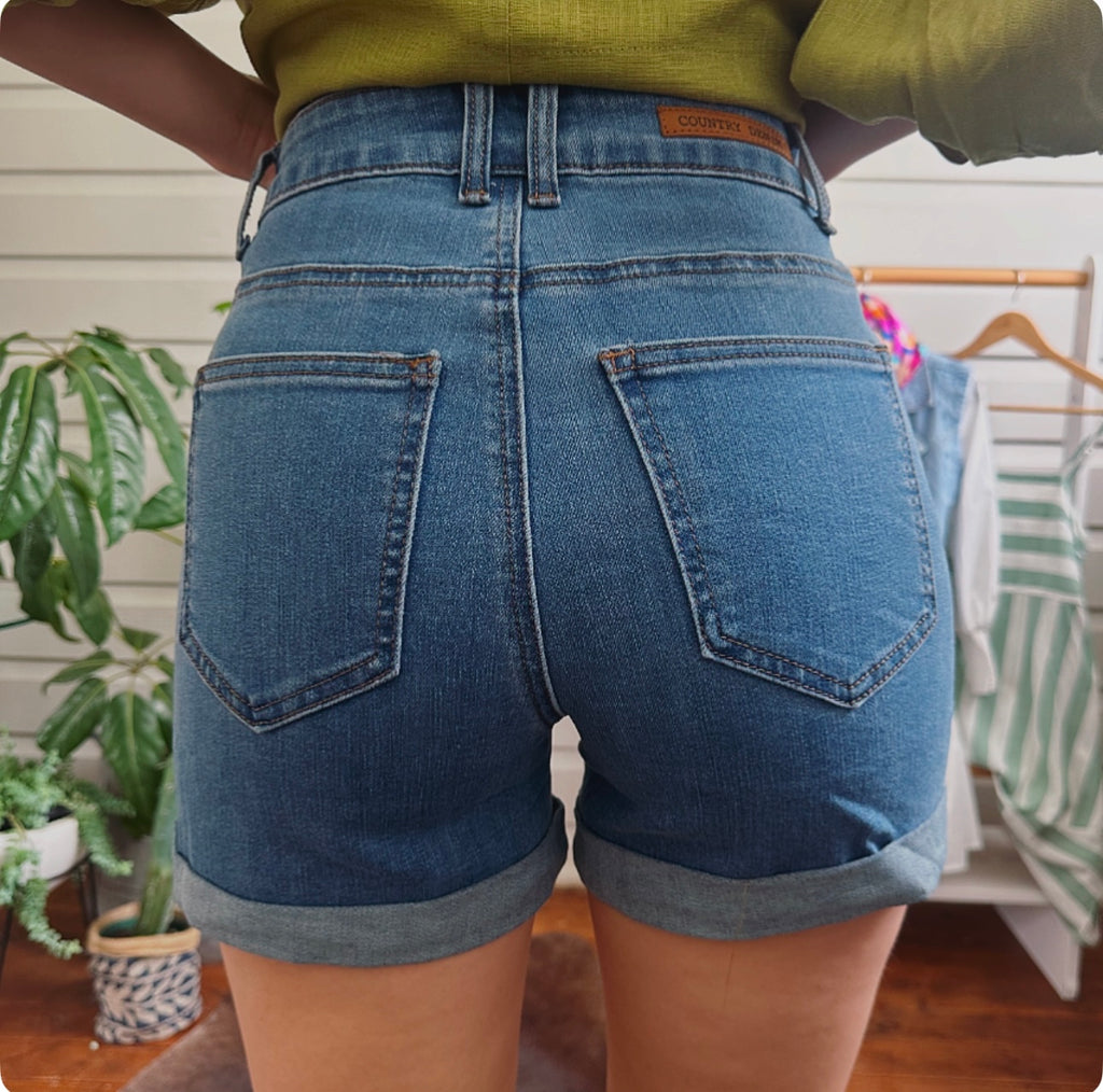 Denim Shorts - Med Blue – RUSTIC LACE