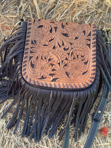 Tooling Leather Hand Carved Flap Sling Bag – TLB14- Brown