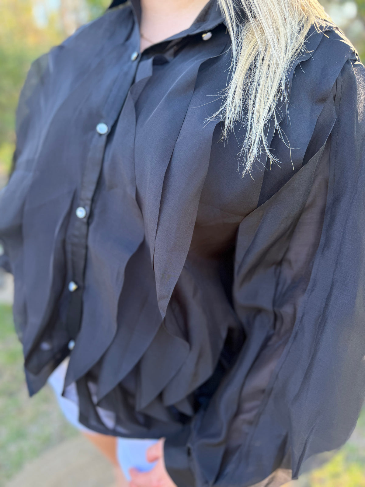 Petal Cascade blouse black