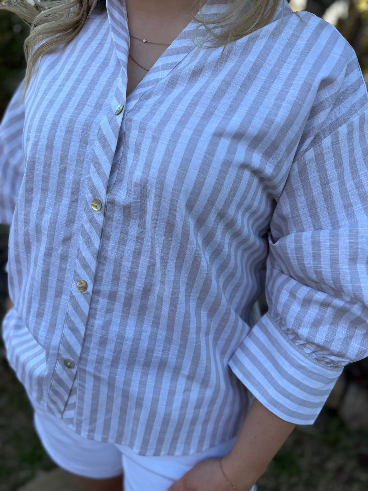 The Tully Stripe Shirt tan