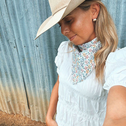 Teal Floral Scarf