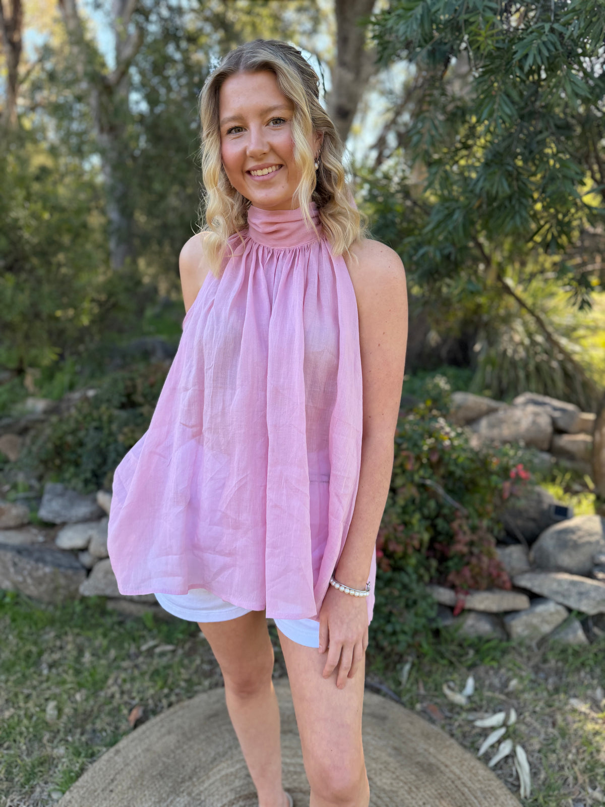 Sunday Social Tie Top pink