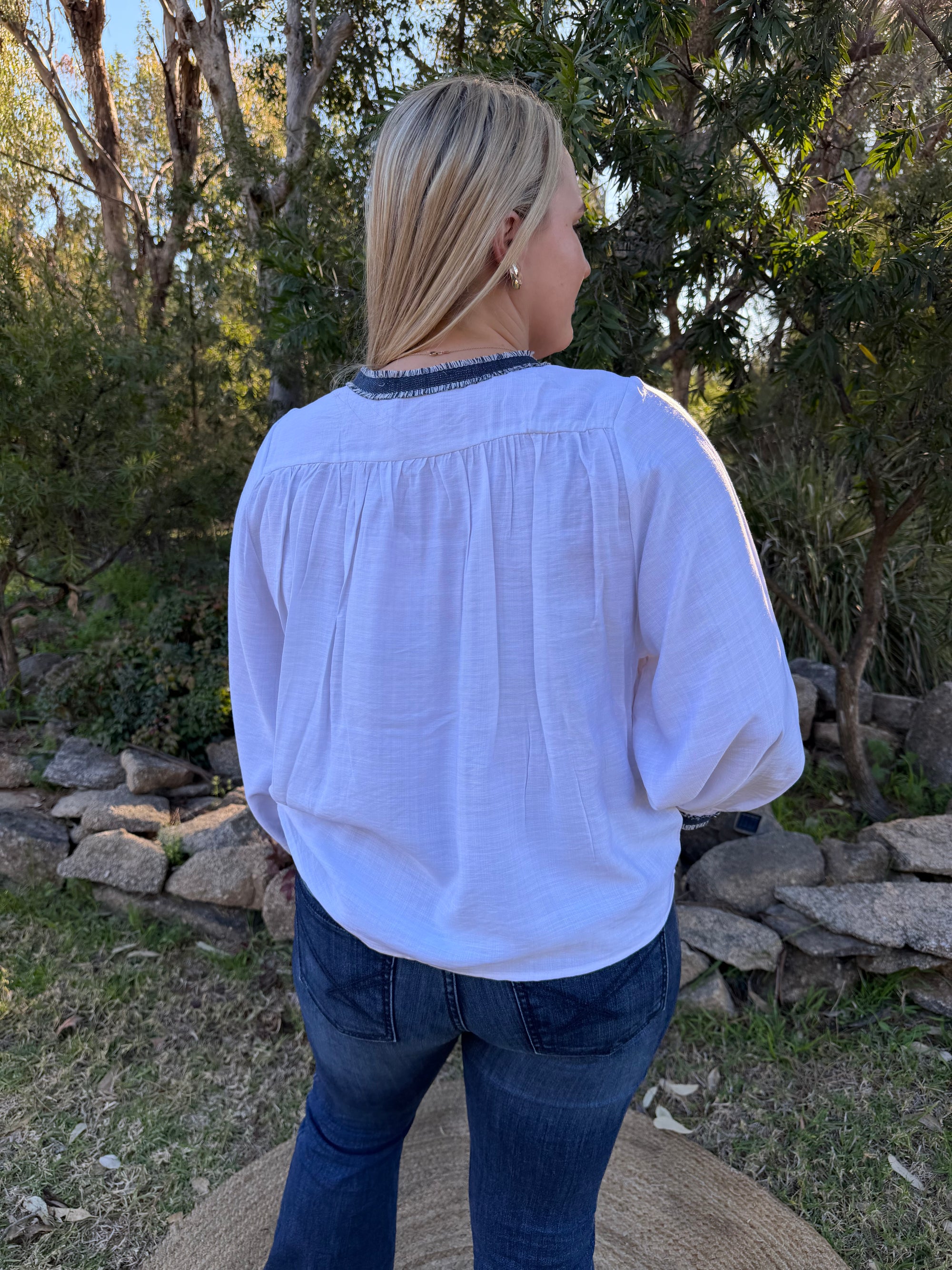 The Willow White Tassel Blouse