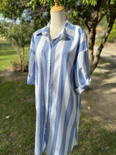 Stripe Shirt Dress - 840 - Blue