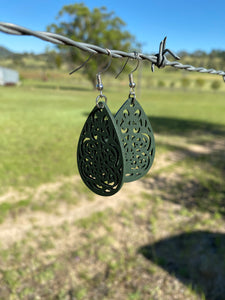 Wooden earrings -Emerald