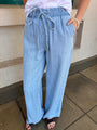 Denim pants - Elastic Waist - light wash Blue