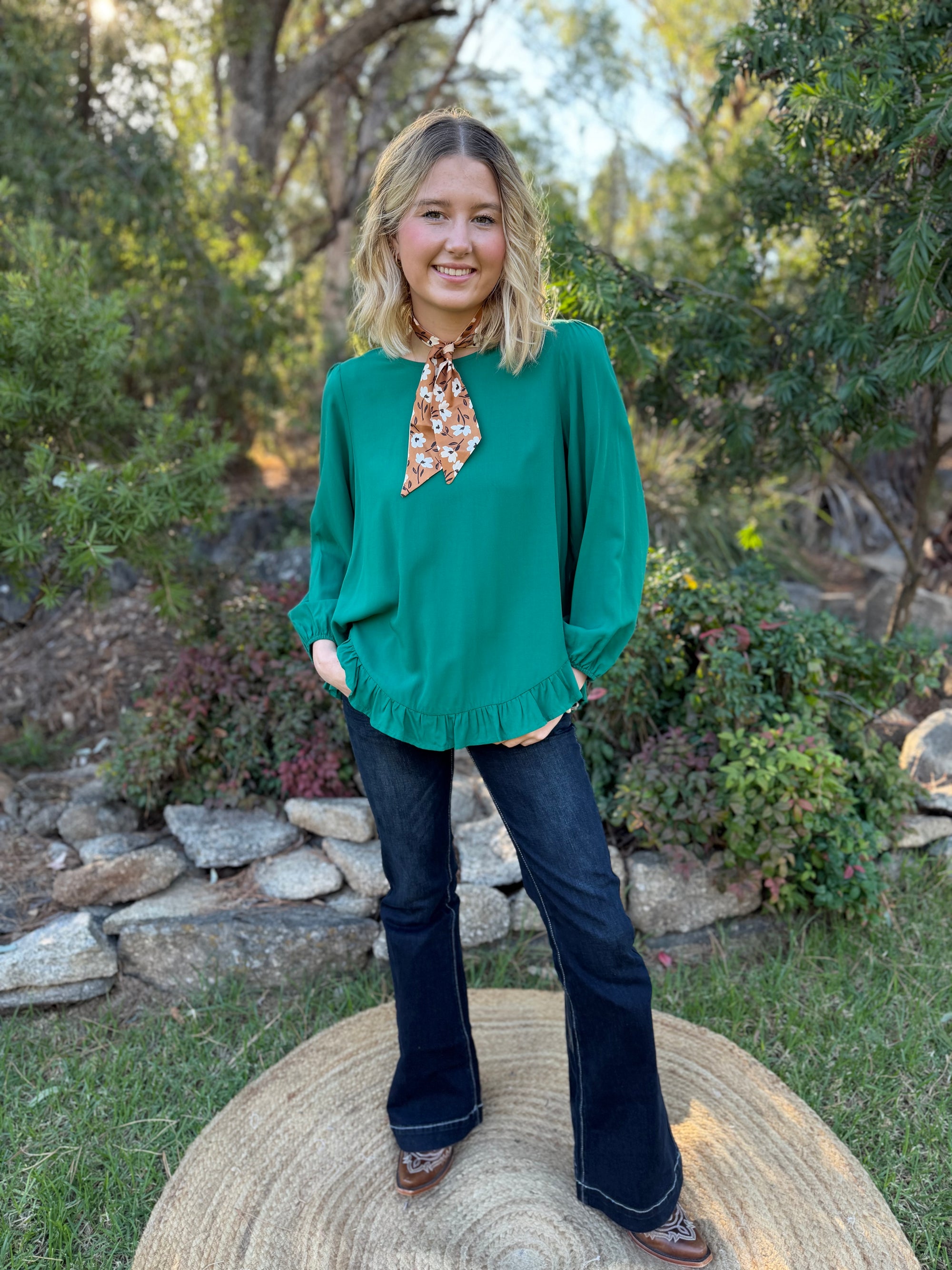 Emerald Frill Blouse