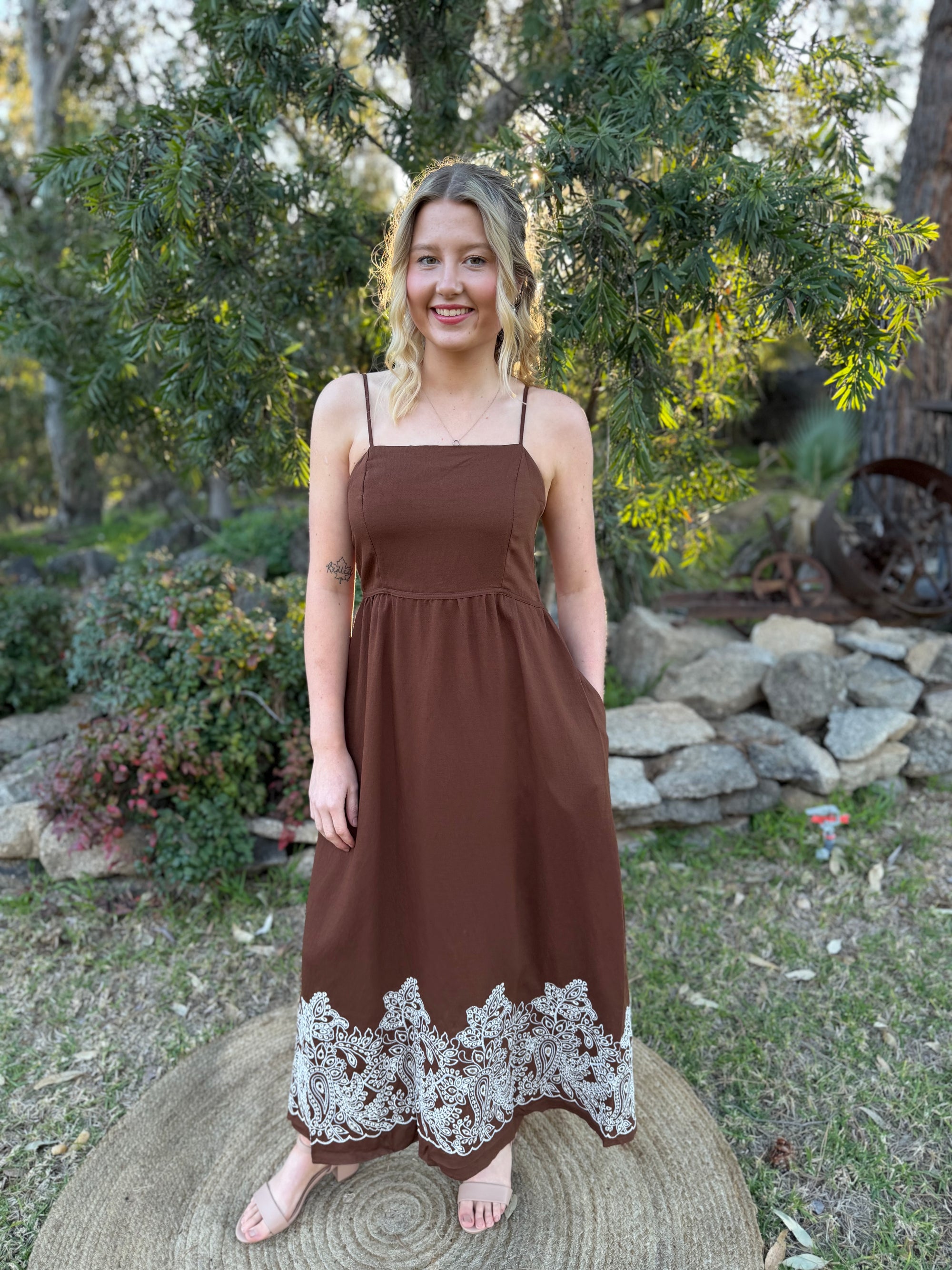 The Paisley Rose Chocolate Maxi Dress