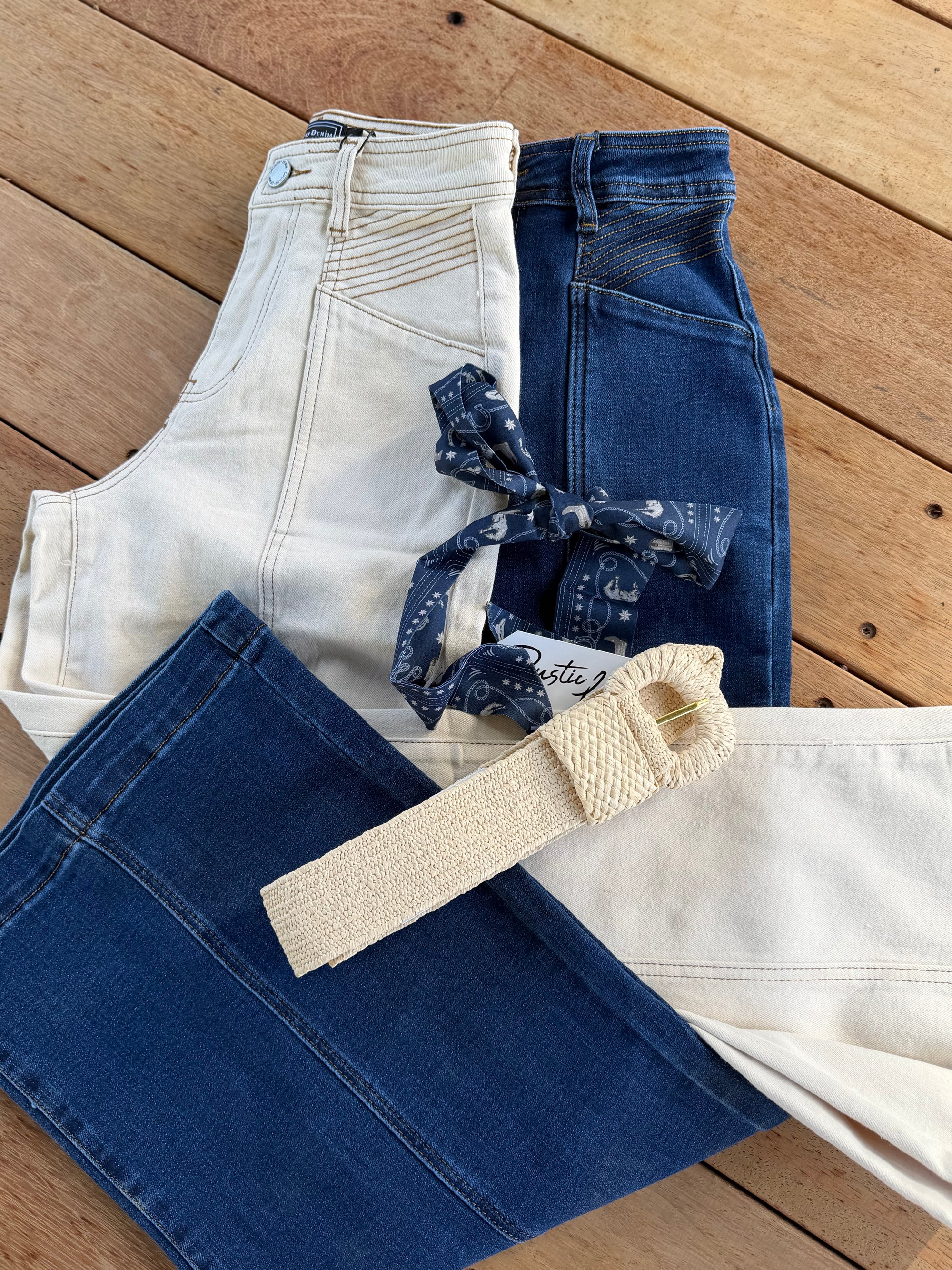 Cream embroidered detail Denim Jeans
