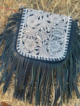 Tooling Leather Hand Carved Flap Sling Bag – TLB14- Black