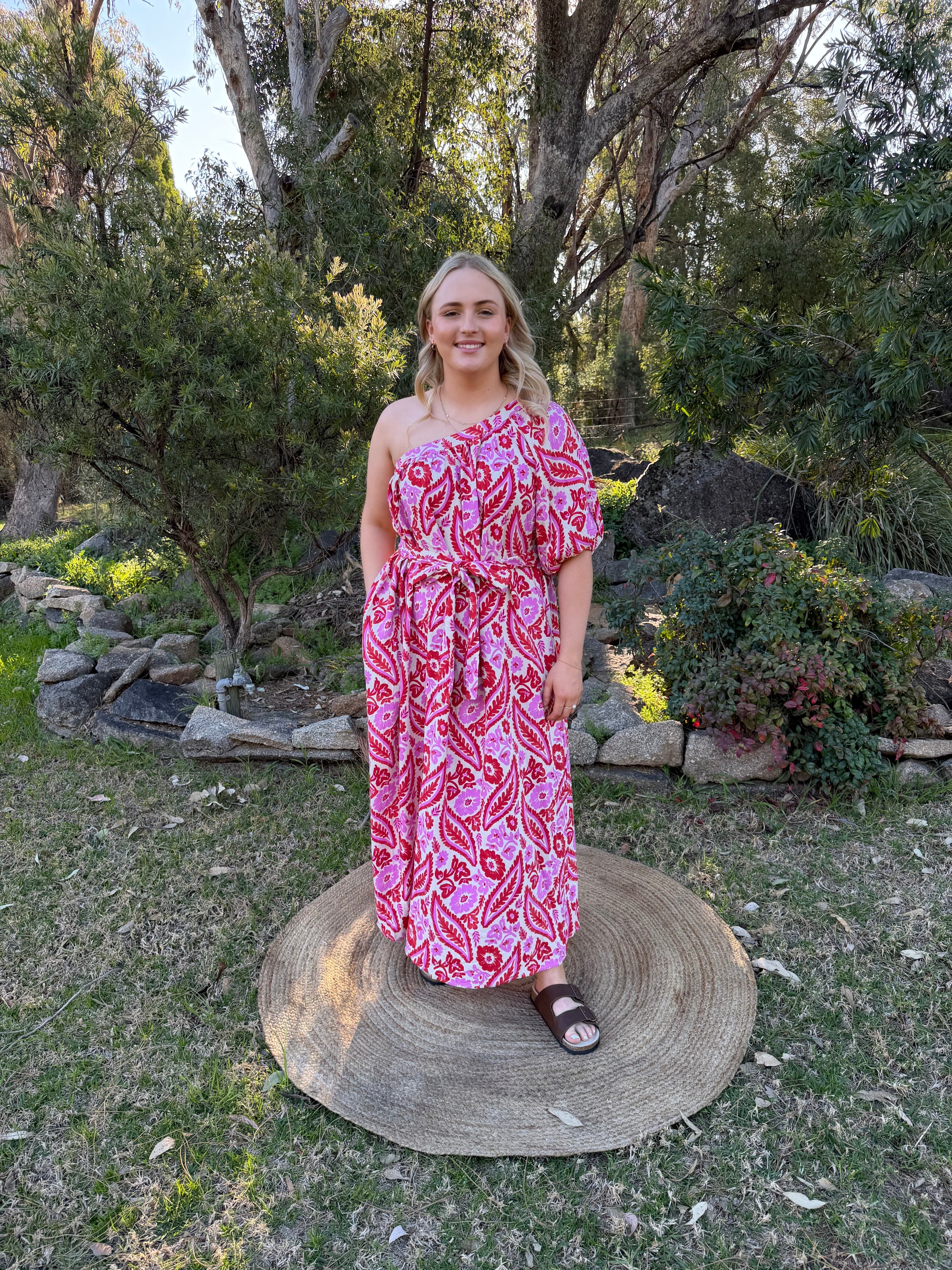 The Maris One Shoulder Dress pink