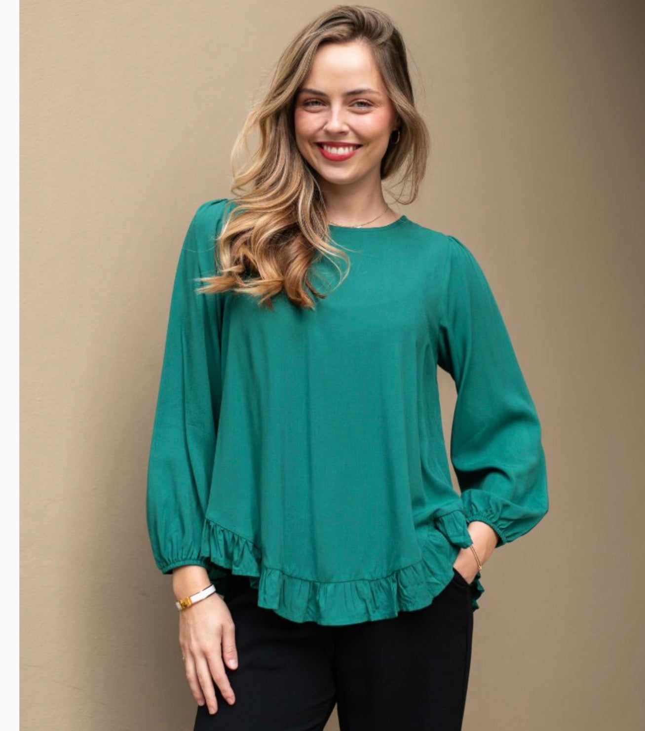 Emerald Frill Blouse