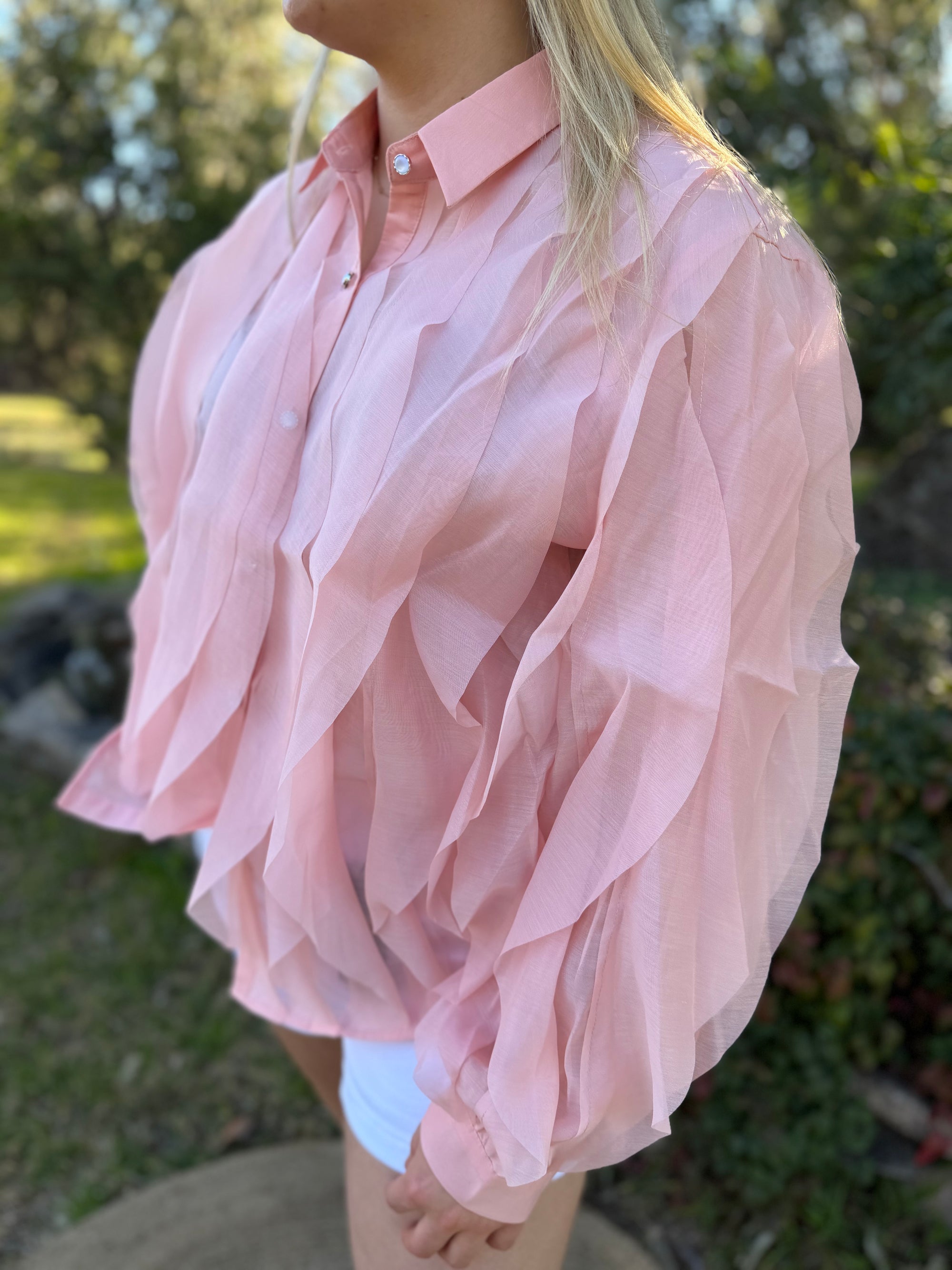 Petal Cascade blouse pink