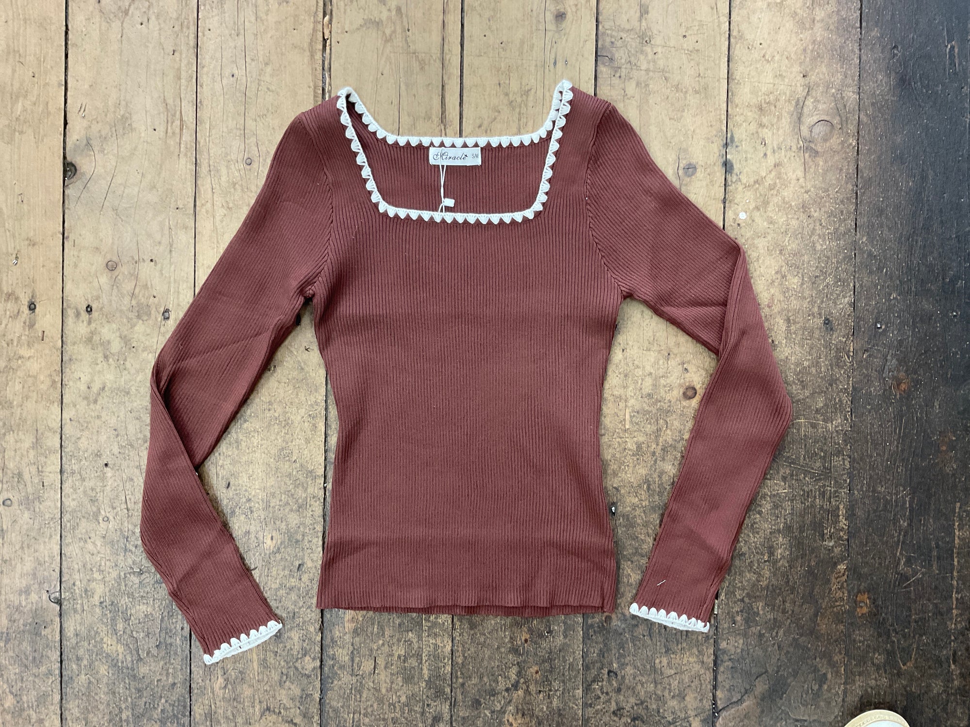 Mocha &amp; Cream Stitching Long-Sleeve