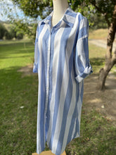 Stripe Shirt Dress - 840 - Blue